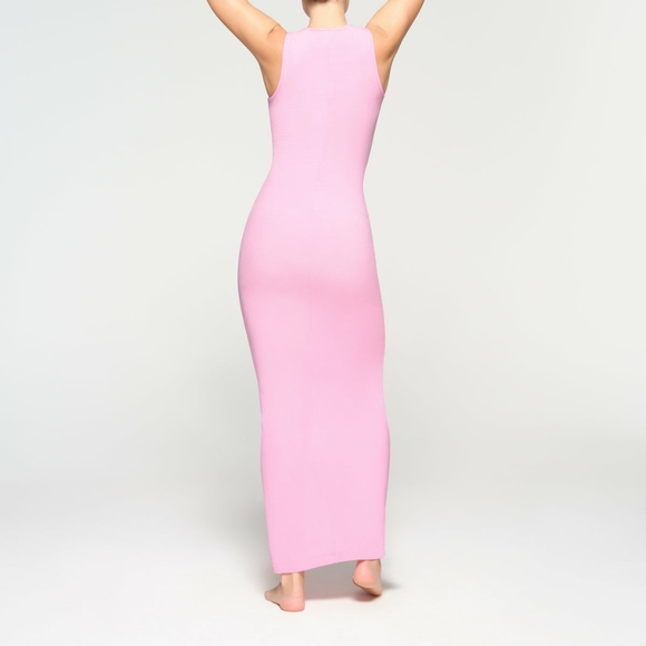 NWOT SKIMS Cotton Candy Soft Lounge Sleeveless Long Dress Pink Maxi Kim K New - Picture 9 of 12